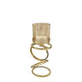 ΚΗΡΟΠΗΓΕΙO ΜΕΤΑΛΛΙΚO ΧΡΥΣΟ/ΜΕΛΙ ΜΙΚΡΟ ΜΟΝΤΕΡΝΟΙ ΚΥΚΛΟΙ ΜΕ ΓΥΑΛΙ ΜΟΝΟ - Φ10x29cm 24/ΚΙΒ