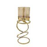 ΚΗΡΟΠΗΓΕΙO ΜΕΤΑΛΛΙΚO ΧΡΥΣΟ/ΜΕΛΙ ΜΕΓΑΛΟ ΜΟΝΤΕΡΝΟΙ ΚΥΚΛΟΙ ΜΕ ΓΥΑΛΙ ΜΟΝΟ - Φ12x36cm 24/ΚΙΒ