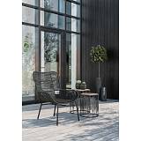 LEAF COFFEE TABLE SET 2ΤΕΜ ΜΑΥΡΟ ΦΥΣΙΚΟ D40-33,5xH45-40cm