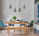 Κρεμαστό φωτιστικό από μαύρο μέταλλο και φιμέ γυαλί 1XE27 D:16cm (4474-BL)