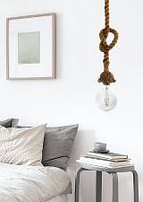 Κρεμαστό φωτιστικό από καφέ σχοινί 1XE27 D:130cm (4381-1-BL)