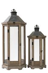 ΞΥΛΙΝΑ ΦΑΝΑΡΙΑ ΠΟΛΥΓΩΝΙΚΑ ΣΕΤ2 ΓΚΡΙ 33Χ29,5Χ77ΕΚ ΚΑΙ 25Χ22Χ53ΕΚ