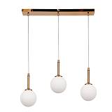 Κρεμαστό φωτιστικό από χρυσαφί μέταλλο και λευκή οπαλίνα 3XG9 D:60cm (4016-3-RAIL)