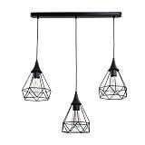 Κρεμαστό φωτιστικό από μαύρο μέταλλο 3XE27 D:60cm (4024-3-BL-RAIL)